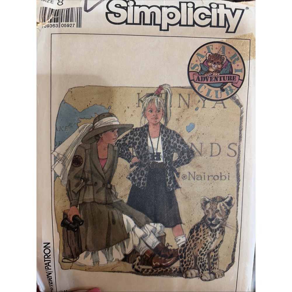 Vintage 1988 Simplicity Adventure Sewing Pattern 8764 Size 8 Uncut Safari Club